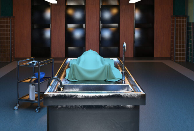Illustration of a modern morgue